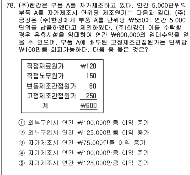 2008년 회계원리 78번 문제 (보기 포함 이미지)