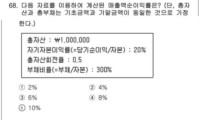 2011년 회계원리 68번 문제 (보기 포함 이미지)