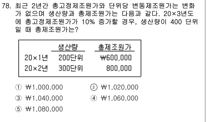 2013년 회계원리 78번 문제 (보기 포함 이미지)