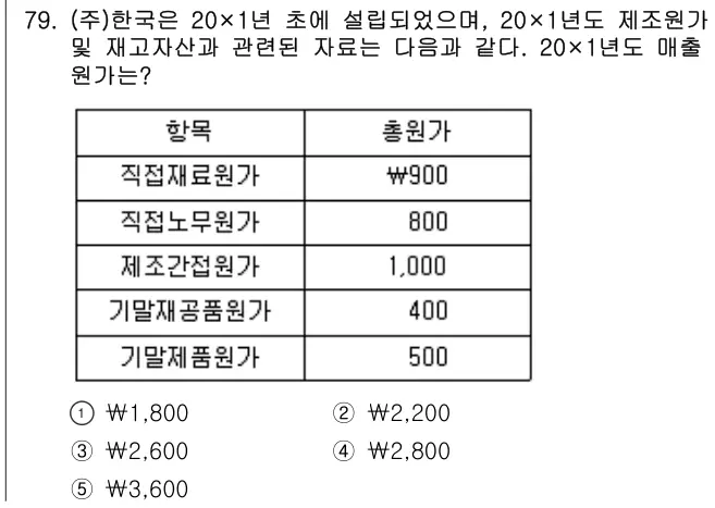 2014년 회계원리 79번 문제 (보기 포함 이미지)