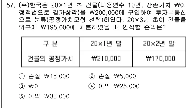 2017년 회계원리 57번 문제 (보기 포함 이미지)