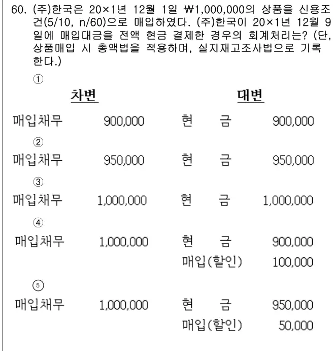 2018년 회계원리 60번 문제 (보기 포함 이미지)
