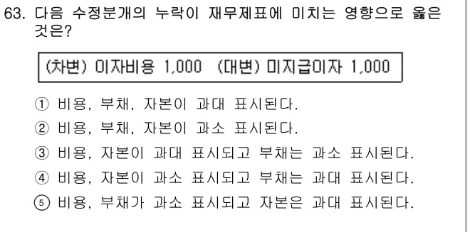 2018년 회계원리 63번 문제 (보기 포함 이미지)