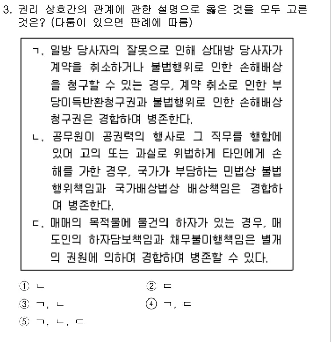 2022년 민법 3번 문제 (보기 포함 이미지)