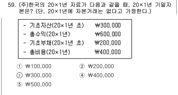 2022년 회계원리 59번 문제 (보기 포함 이미지)