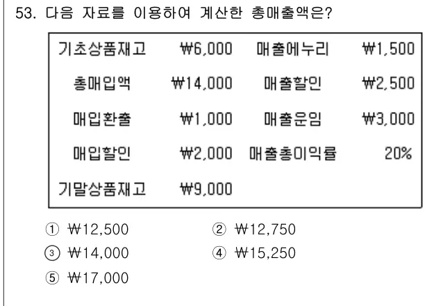 2023년 회계원리 53번 문제 (보기 포함 이미지)