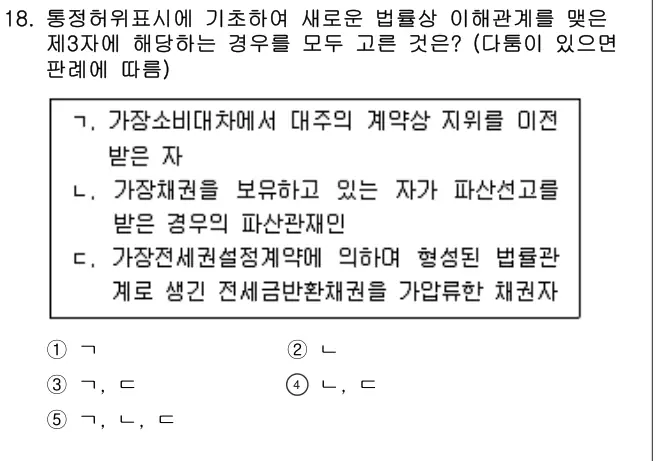 2024년 민법 18번 문제 (보기 포함 이미지)