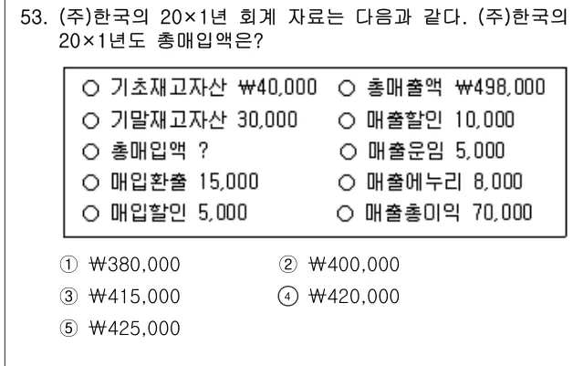 2025년 회계원리 53번 문제 (보기 포함 이미지)