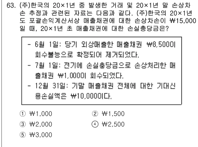 2026년 회계원리 63번 문제 (보기 포함 이미지)