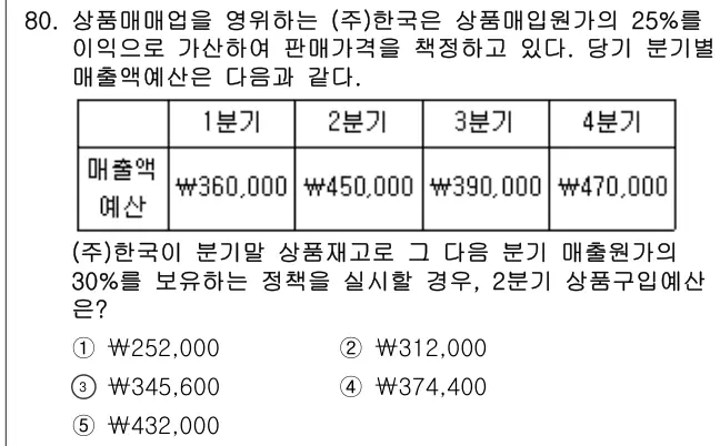 2026년 회계원리 80번 문제 (보기 포함 이미지)