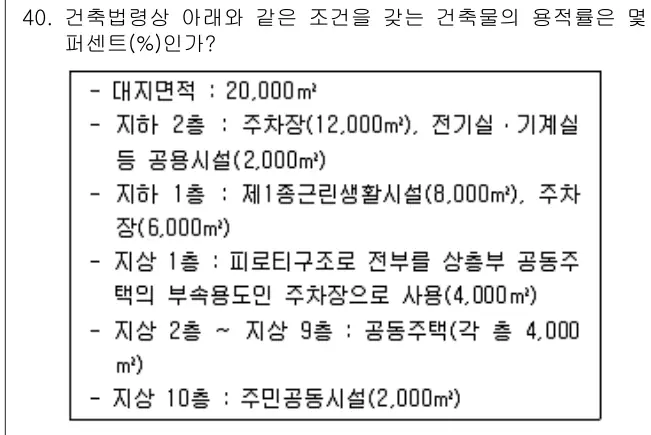 2010년 공동주택관리실무 40번 문제 (보기 포함 이미지)