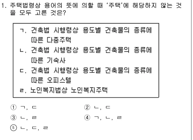 2017년 주택관리관계법규 1번 문제 (보기 포함 이미지)