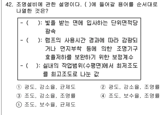 2018년 공동주택관리실무 42번 문제 (보기 포함 이미지)