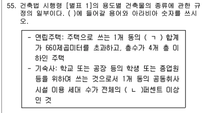 2022년 주택관리관계법규 55번 문제 (보기 포함 이미지)