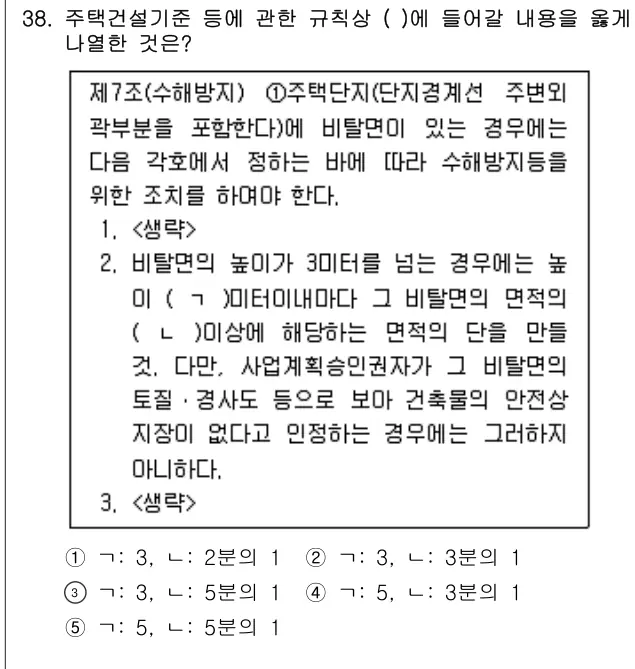 2024년 공동주택관리실무 38번 문제 (보기 포함 이미지)